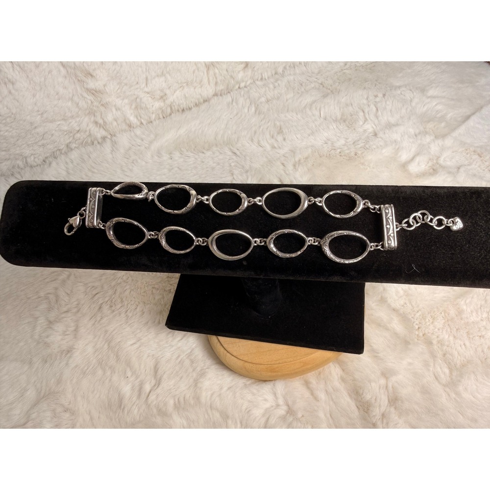 Brighton‎ Swinging 60s Retired Silver Plated Double Strand Oval Link Bracelet
